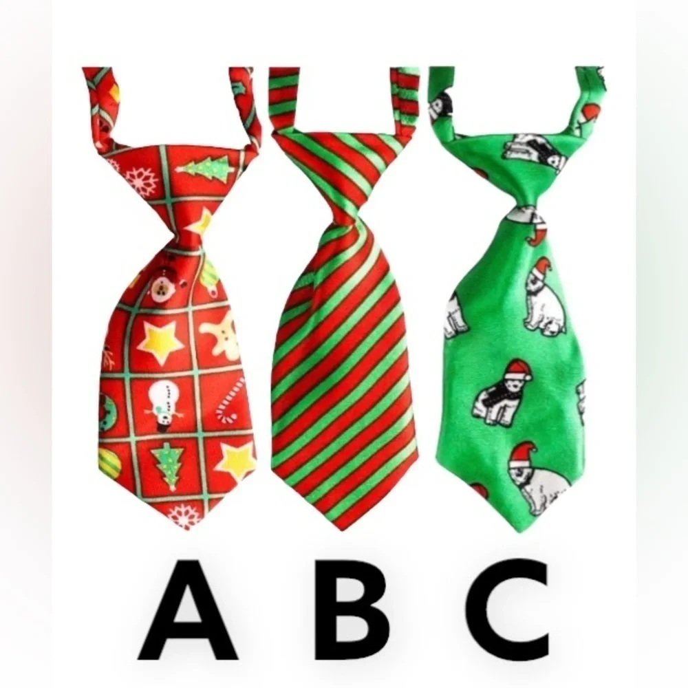 Christmas Necktie Pet Dog Collar for Dog Cat Clip Buckle Adjustable OS 1 Piece